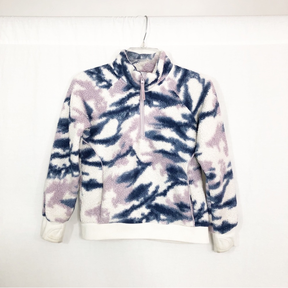 Athleta Girl 1/4 Zip Pullover Sherpa Top Jacket, Size Youth Medium, Purple Pink
